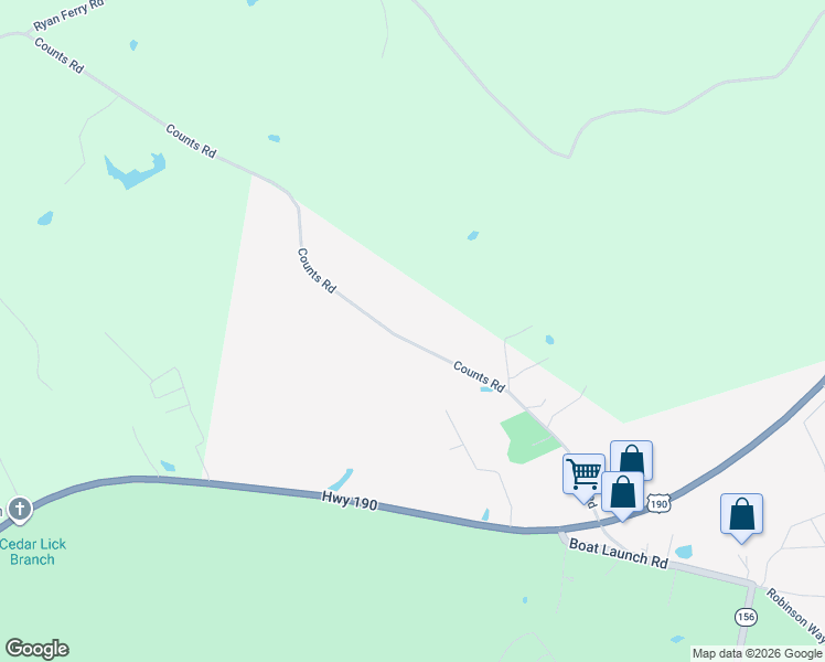 map of restaurants, bars, coffee shops, grocery stores, and more near 3931 Counts Road in Point Blank