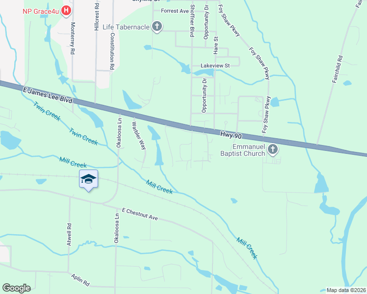 map of restaurants, bars, coffee shops, grocery stores, and more near 3171 Tate Lane in Crestview