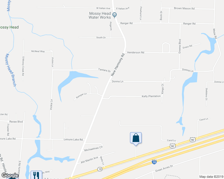 map of restaurants, bars, coffee shops, grocery stores, and more near 814 County Highway 1087 in DeFuniak Springs