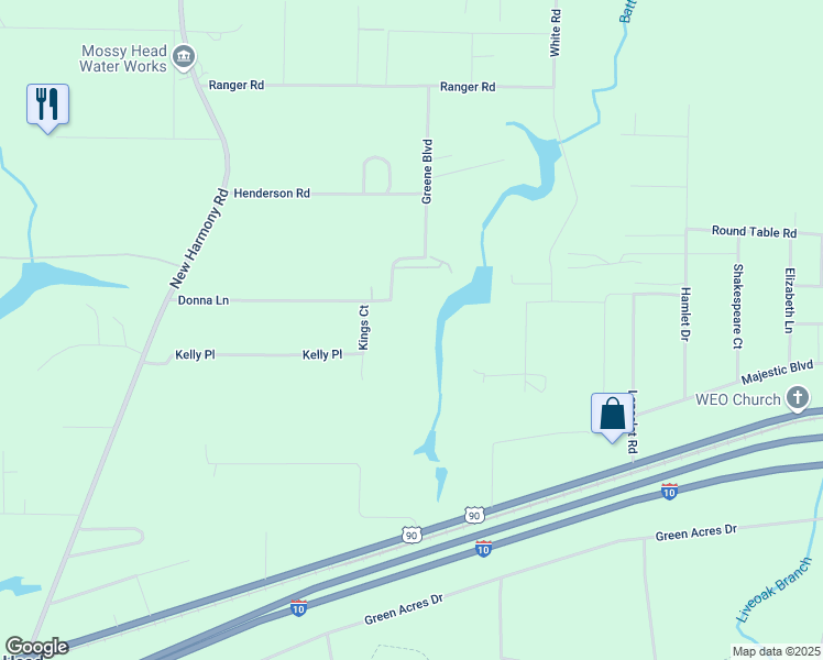 map of restaurants, bars, coffee shops, grocery stores, and more near 61 Kings Court in DeFuniak Springs