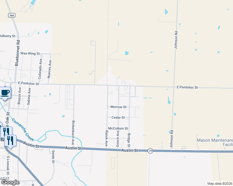 map of restaurants, bars, coffee shops, grocery stores, and more near 616 Gooch Avenue in Mason