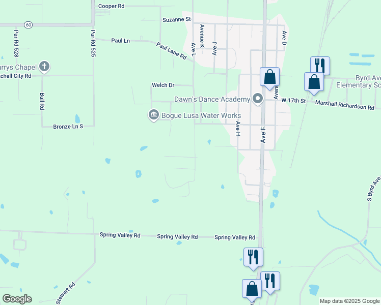 map of restaurants, bars, coffee shops, grocery stores, and more near 1901 Avenue L in Bogalusa