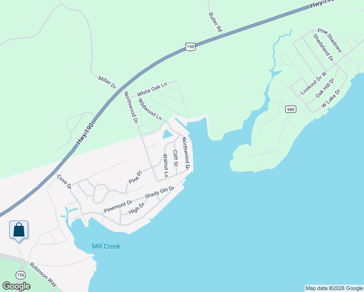 map of restaurants, bars, coffee shops, grocery stores, and more near 270 Northwood Drive in Point Blank