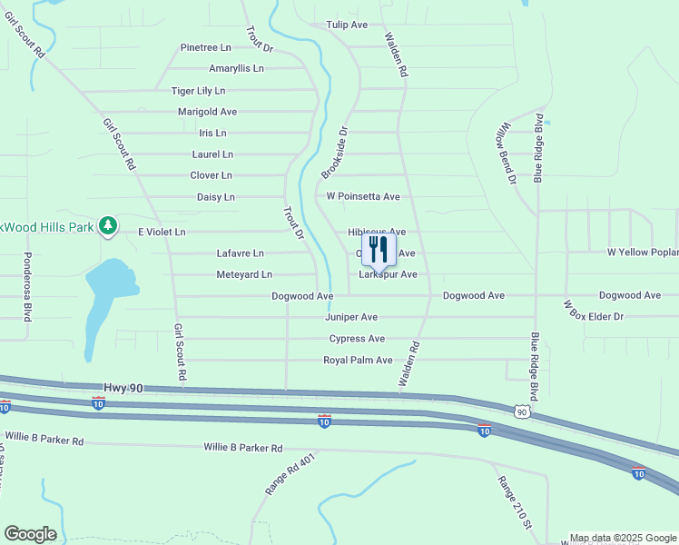 map of restaurants, bars, coffee shops, grocery stores, and more near 67 Brookside Drive in DeFuniak Springs