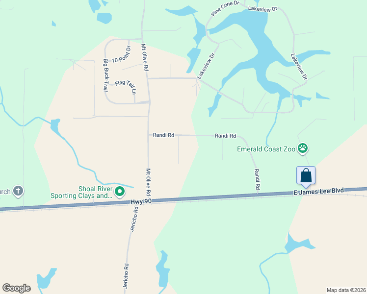 map of restaurants, bars, coffee shops, grocery stores, and more near 5255 Sue Circle in Crestview
