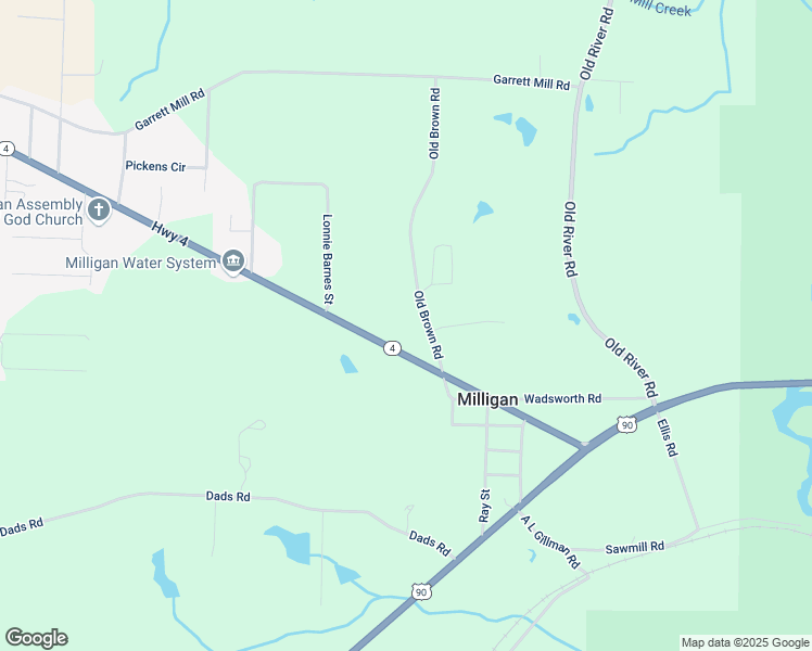 map of restaurants, bars, coffee shops, grocery stores, and more near 5202 Old Brown Road in Baker