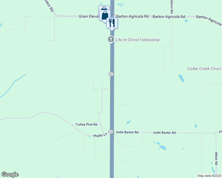 map of restaurants, bars, coffee shops, grocery stores, and more near 1191 Mississippi 63 in Lucedale