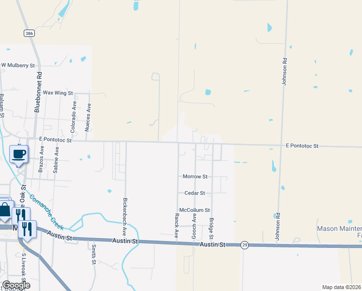 map of restaurants, bars, coffee shops, grocery stores, and more near 616 Gooch Avenue in Mason