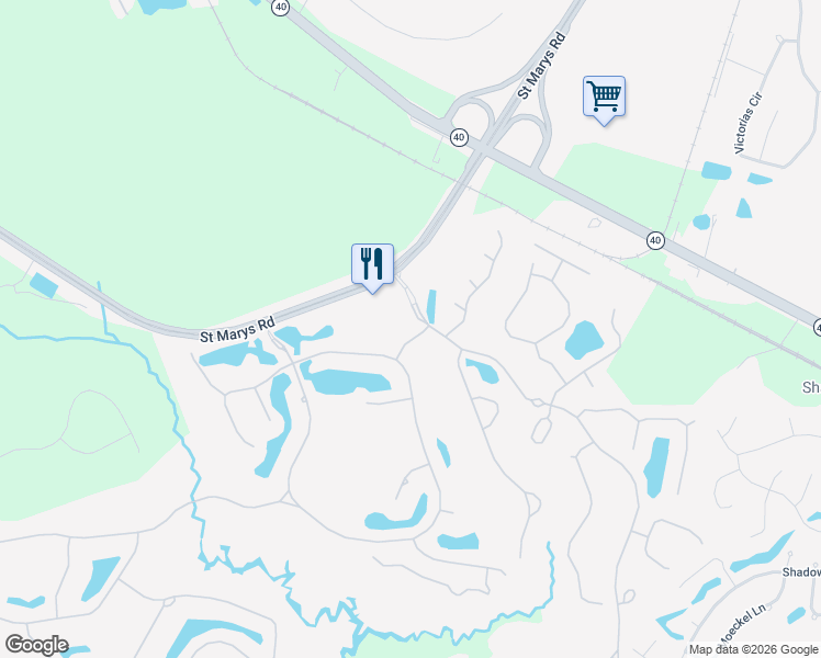 map of restaurants, bars, coffee shops, grocery stores, and more near 35 Sandhill Crane Drive in Saint Marys
