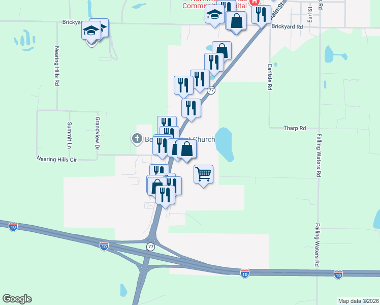 map of restaurants, bars, coffee shops, grocery stores, and more near 1167 Main Street in Chipley