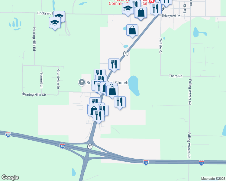 map of restaurants, bars, coffee shops, grocery stores, and more near 1167 Main Street in Chipley