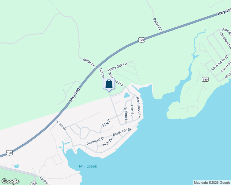 map of restaurants, bars, coffee shops, grocery stores, and more near 161 Lakeview Drive in Point Blank