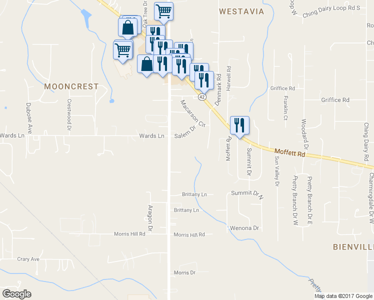 map of restaurants, bars, coffee shops, grocery stores, and more near 3052 Schillinger Road North in Semmes