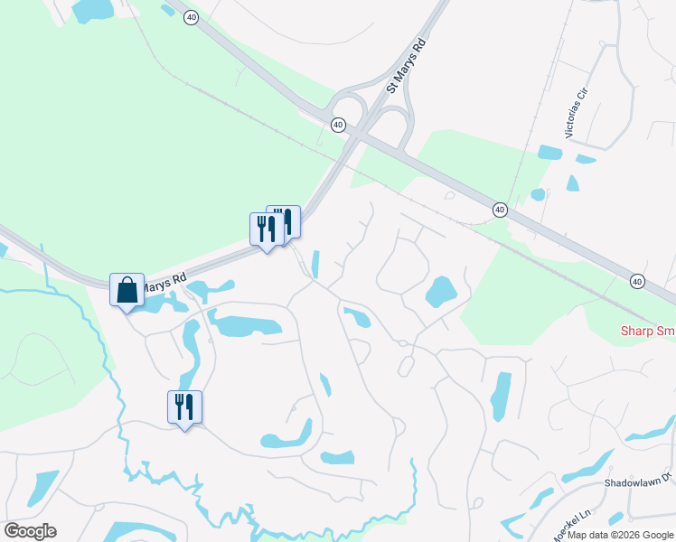 map of restaurants, bars, coffee shops, grocery stores, and more near 105 The Strand in Saint Marys