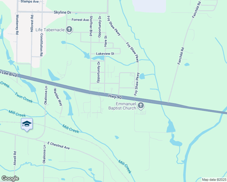map of restaurants, bars, coffee shops, grocery stores, and more near 3215 East James Lee Boulevard in Crestview