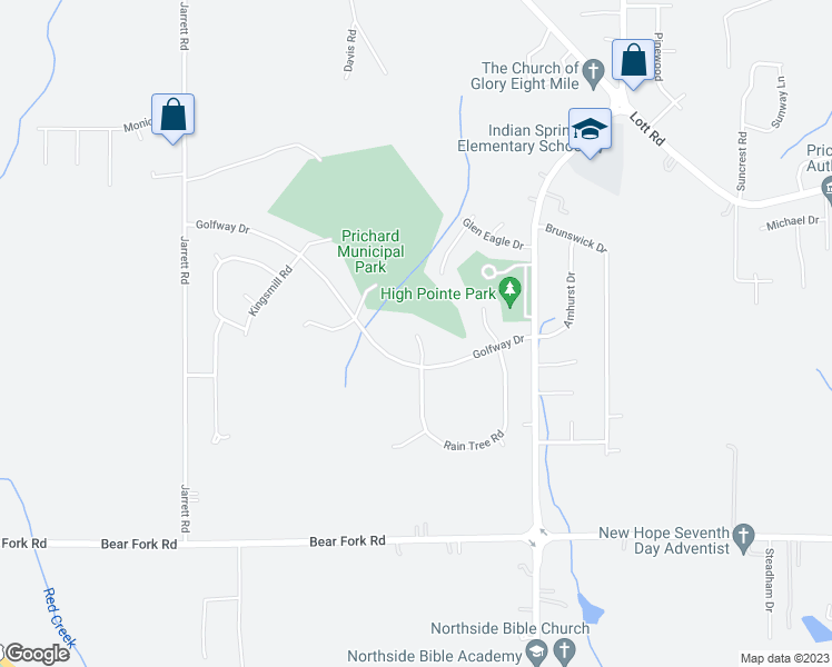 map of restaurants, bars, coffee shops, grocery stores, and more near 4309 Saint Andrews Court in Prichard