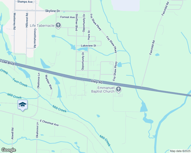 map of restaurants, bars, coffee shops, grocery stores, and more near 3215 East James Lee Boulevard in Crestview