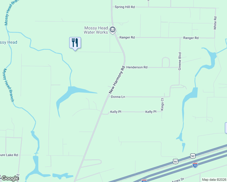 map of restaurants, bars, coffee shops, grocery stores, and more near 936 County Highway 1087 in DeFuniak Springs