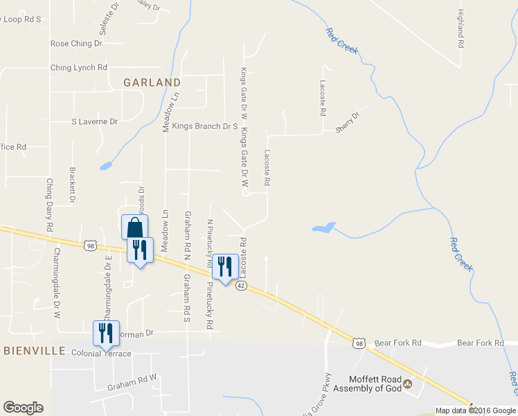 map of restaurants, bars, coffee shops, grocery stores, and more near 3149 Lacoste Road in Mobile