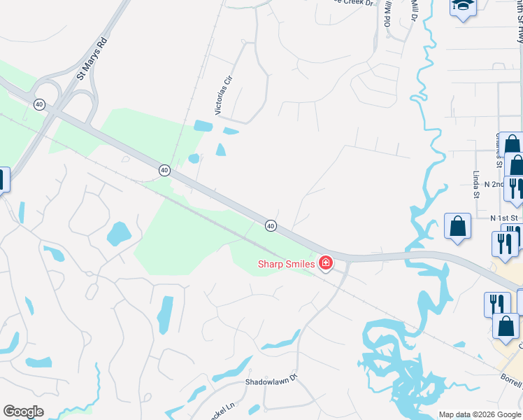 map of restaurants, bars, coffee shops, grocery stores, and more near 1500 Georgia 40 in St. Marys