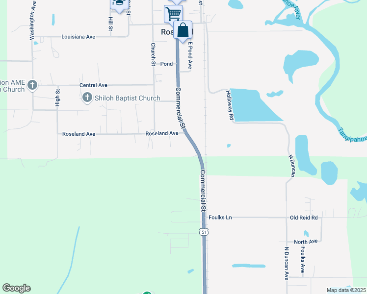 map of restaurants, bars, coffee shops, grocery stores, and more near 62159 Commercial Street in Roseland