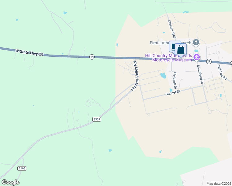 map of restaurants, bars, coffee shops, grocery stores, and more near 544 County Road 116 A in Burnet