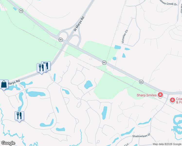 map of restaurants, bars, coffee shops, grocery stores, and more near 319 Nutgall Drive in St. Marys