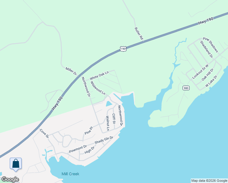 map of restaurants, bars, coffee shops, grocery stores, and more near 170 Dogwood Lane in Point Blank