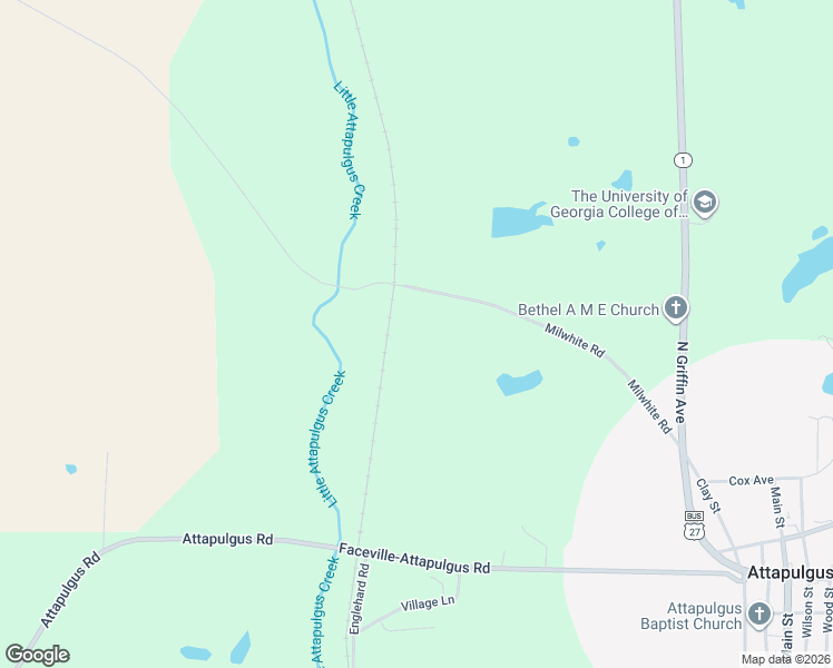 map of restaurants, bars, coffee shops, grocery stores, and more near Milwhite Road in Attapulgus