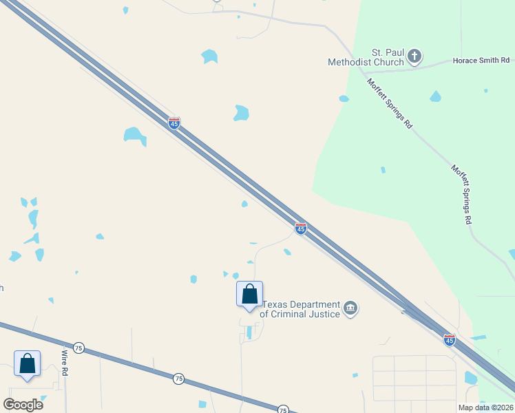 map of restaurants, bars, coffee shops, grocery stores, and more near North Freeway Service Road in Huntsville