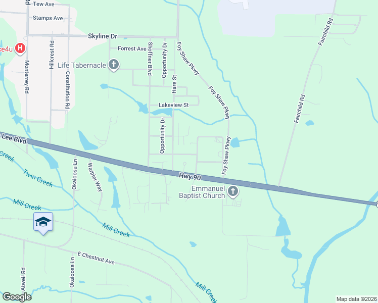 map of restaurants, bars, coffee shops, grocery stores, and more near 3217 George Avenue in Crestview