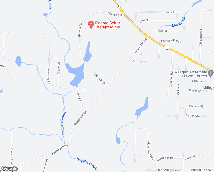 map of restaurants, bars, coffee shops, grocery stores, and more near 5250 Keyser Mill Road in Baker