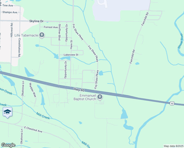 map of restaurants, bars, coffee shops, grocery stores, and more near 5294 Cavalier Drive in Crestview
