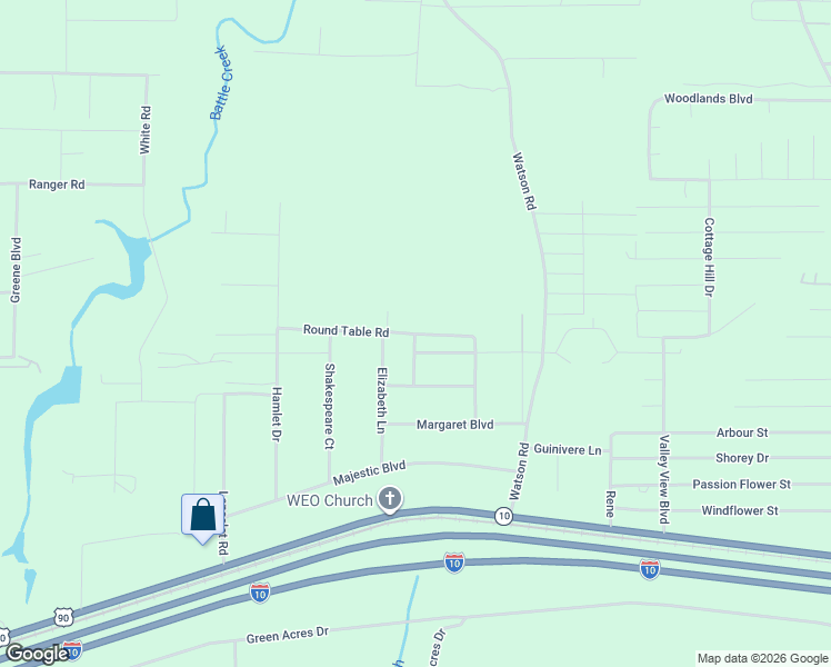 map of restaurants, bars, coffee shops, grocery stores, and more near 302 Elizabeth Lane in DeFuniak Springs