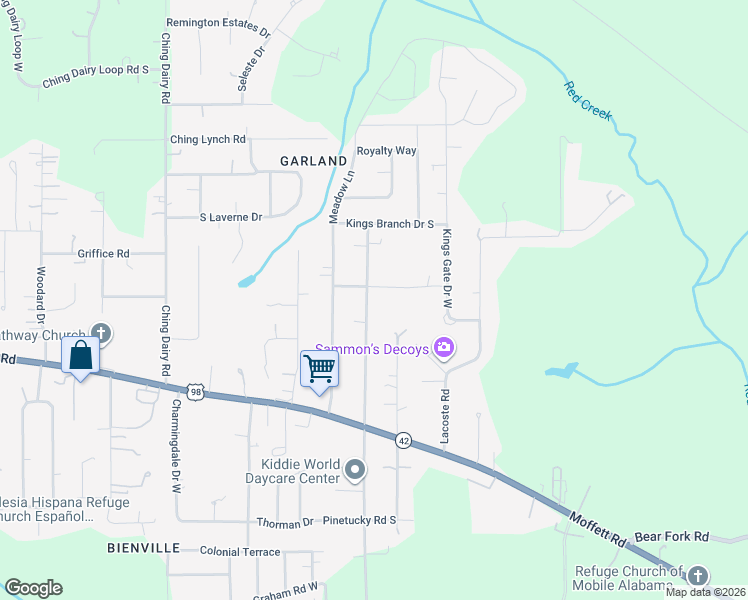 map of restaurants, bars, coffee shops, grocery stores, and more near 3264-3338 Graham Rd N in Mobile