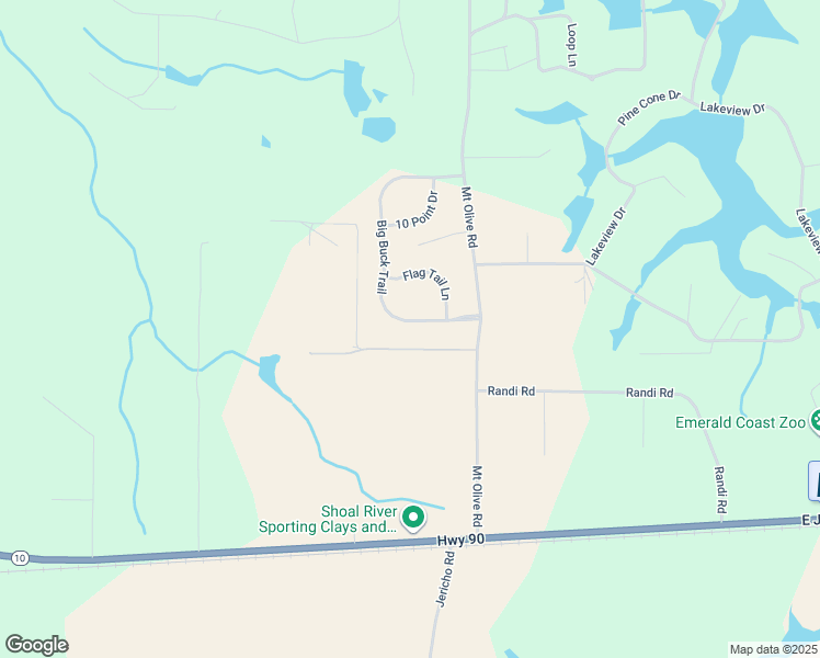 map of restaurants, bars, coffee shops, grocery stores, and more near 4108 Big Buck Trail in Crestview