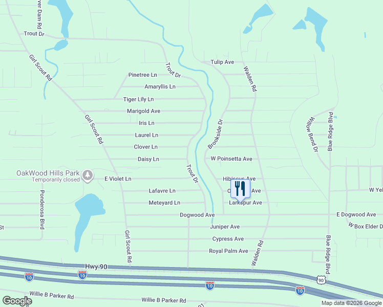 map of restaurants, bars, coffee shops, grocery stores, and more near 368 Clover Lane in DeFuniak Springs