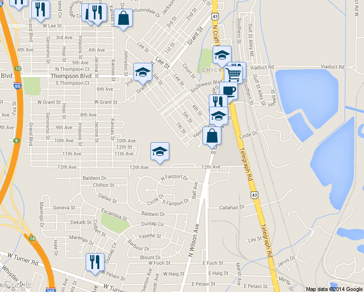 map of restaurants, bars, coffee shops, grocery stores, and more near 700 Yeend Ave in Chickasaw