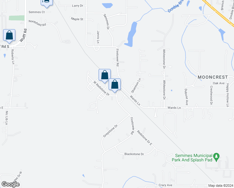 map of restaurants, bars, coffee shops, grocery stores, and more near 3082 Firetower Road in Semmes