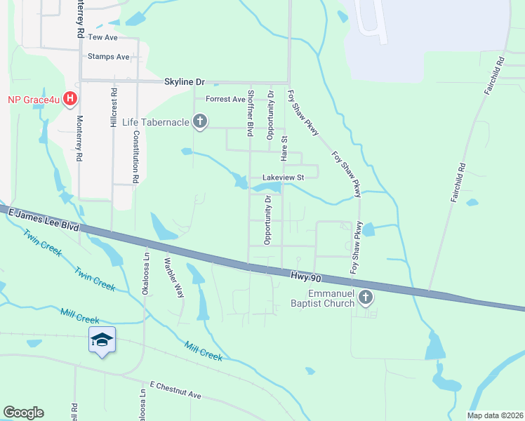 map of restaurants, bars, coffee shops, grocery stores, and more near 3185 Parkview Avenue in Crestview