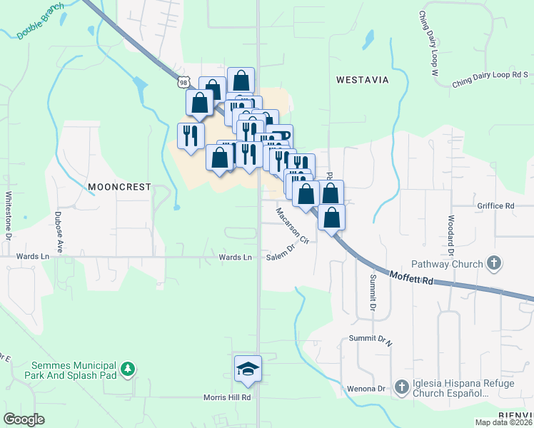 map of restaurants, bars, coffee shops, grocery stores, and more near 3262-3298 Schillinger Rd N in Semmes