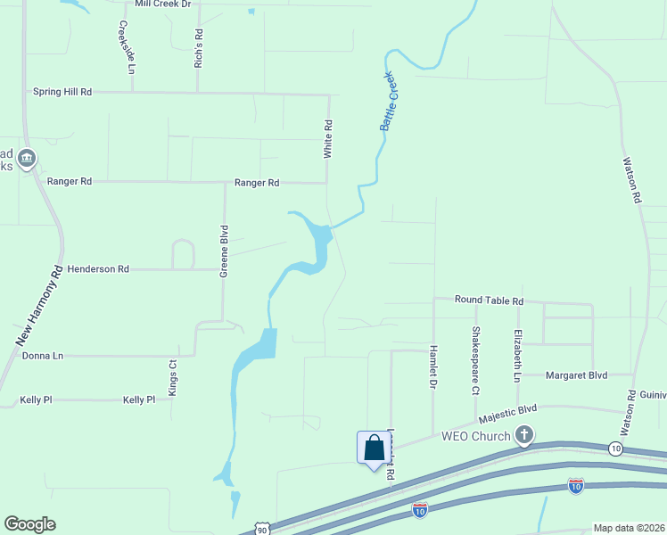 map of restaurants, bars, coffee shops, grocery stores, and more near 59 White Road in DeFuniak Springs