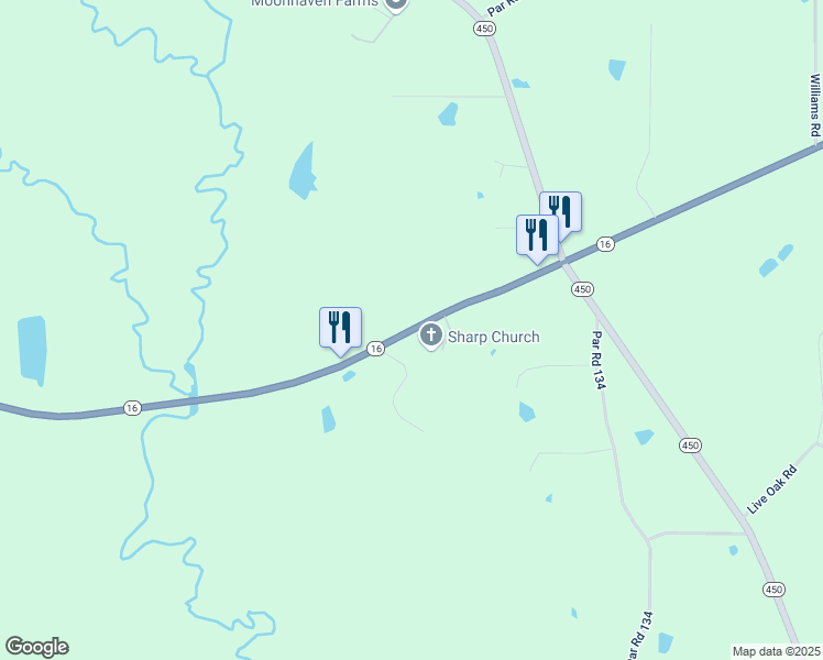 map of restaurants, bars, coffee shops, grocery stores, and more near 38292 Louisiana 16 in Franklinton
