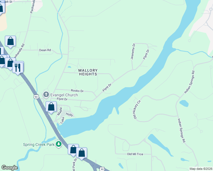 map of restaurants, bars, coffee shops, grocery stores, and more near 4923 Flynt Drive in Marianna
