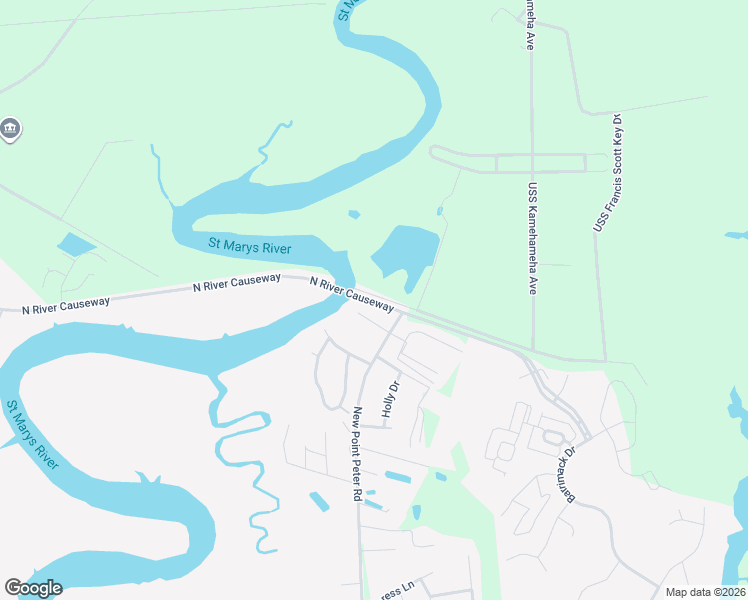 map of restaurants, bars, coffee shops, grocery stores, and more near 60 North River Oaks Court in St. Marys