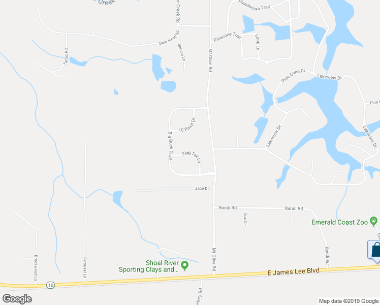 map of restaurants, bars, coffee shops, grocery stores, and more near 5412 Flag Tail Lane in Crestview