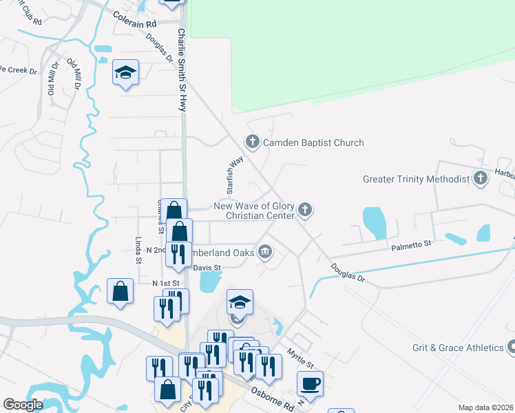 map of restaurants, bars, coffee shops, grocery stores, and more near 501 Davison Circle in St. Marys
