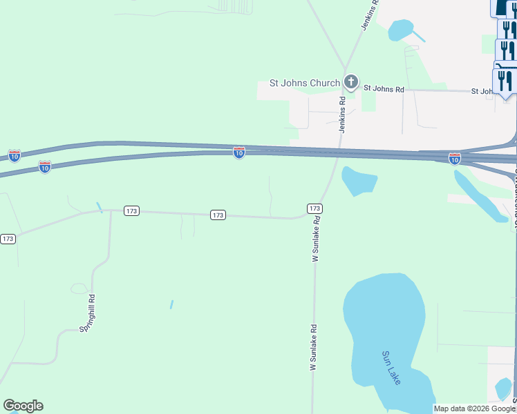 map of restaurants, bars, coffee shops, grocery stores, and more near 2581 Florida 173 in Bonifay