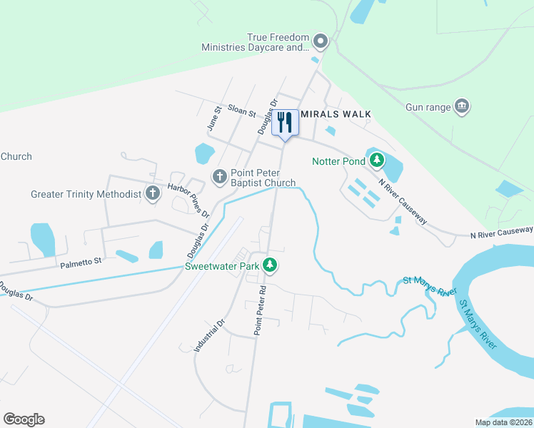 map of restaurants, bars, coffee shops, grocery stores, and more near 904-922 Point Peter Road in Saint Marys