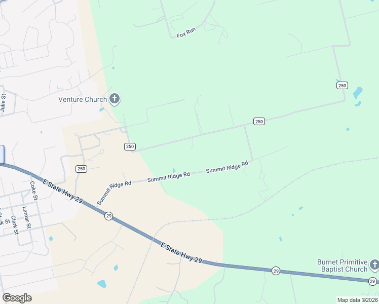 map of restaurants, bars, coffee shops, grocery stores, and more near 1221 County Road 250 in Burnet